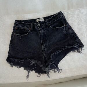 Abercrombie denim mom high rise shorts.